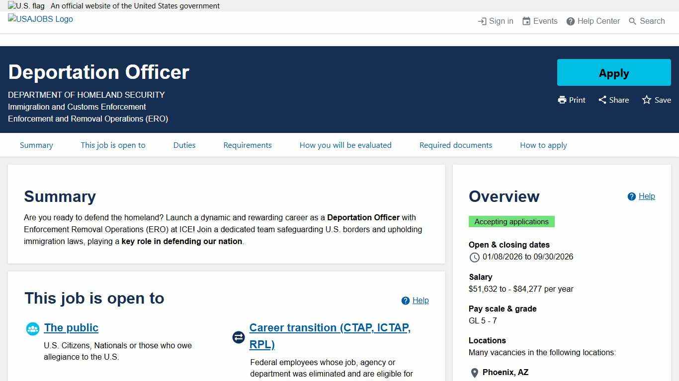 USAJOBS - Job Announcement